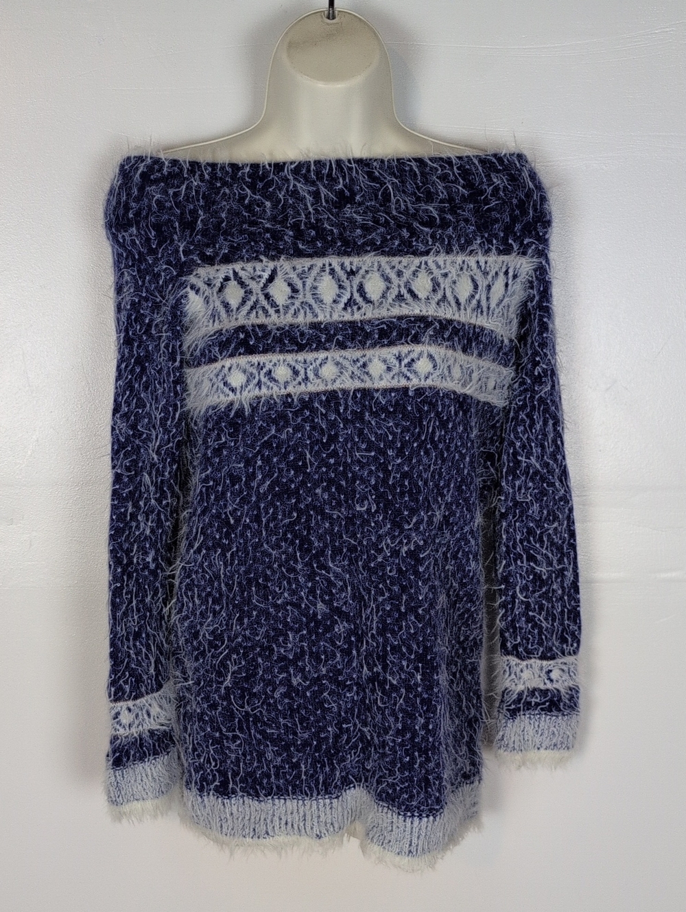 Sleeping on Snow Off-the-Shoulder Fuzzy Sweater